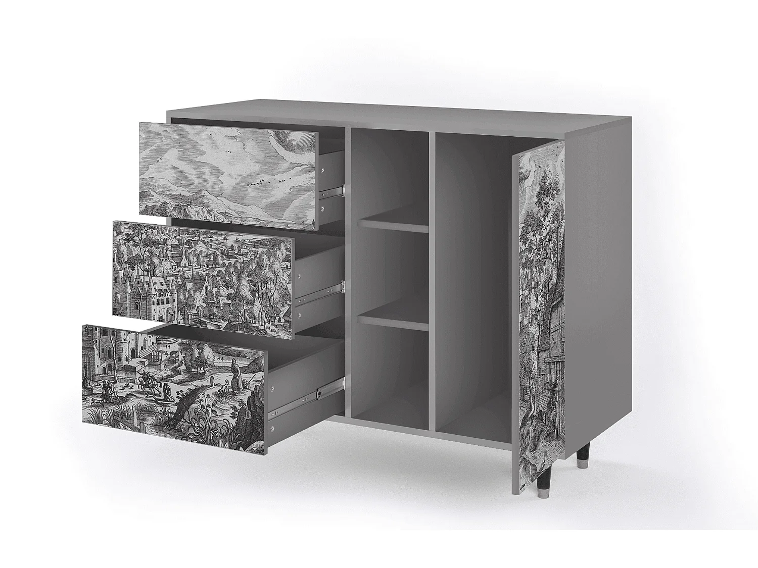 Credenza - 125x98x48 cm - BS2 - Bird Dropping, Grigio