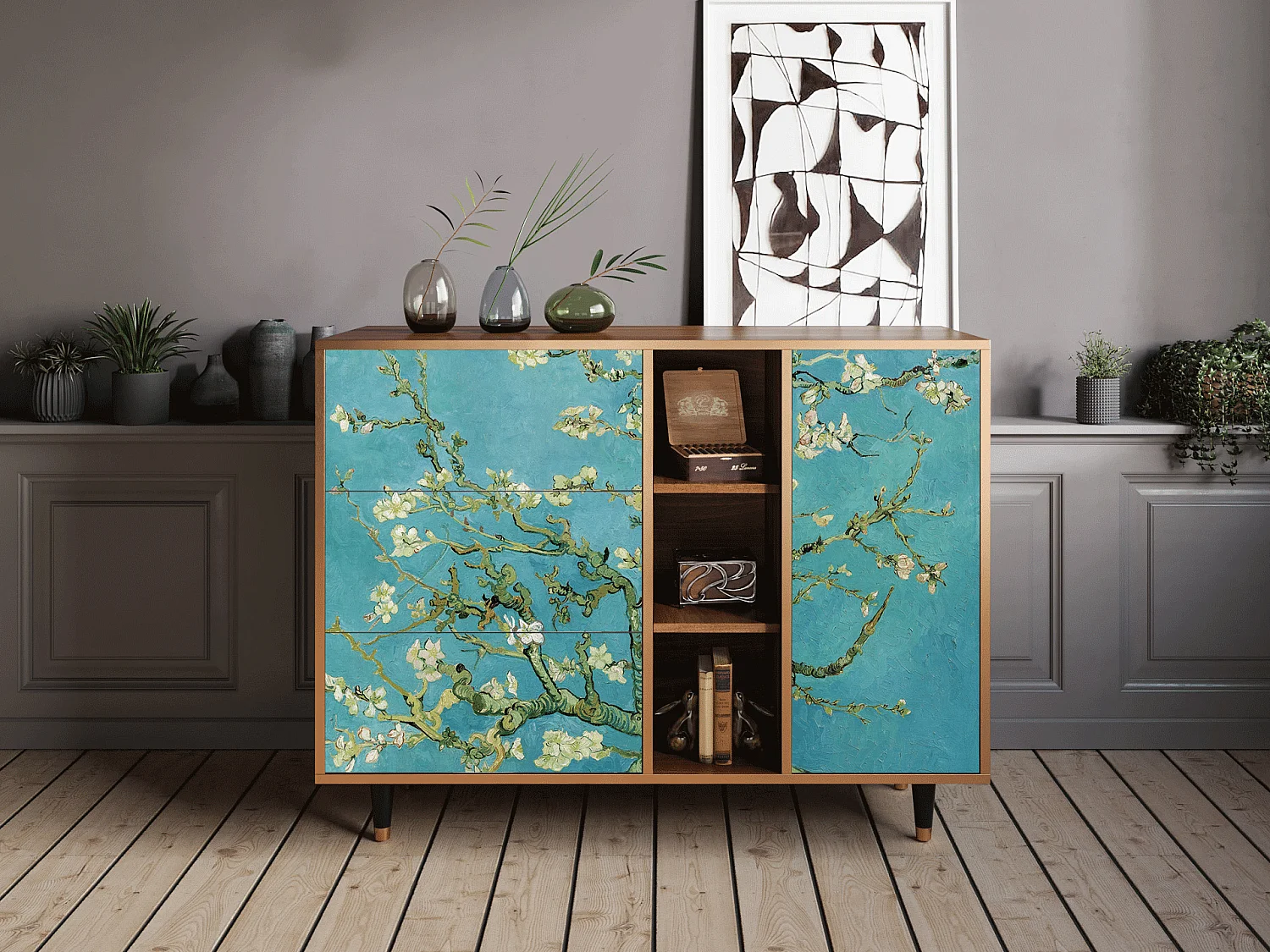Buffet - 125x98x48 cm - BS2 - Almond Blossom, Noyer
