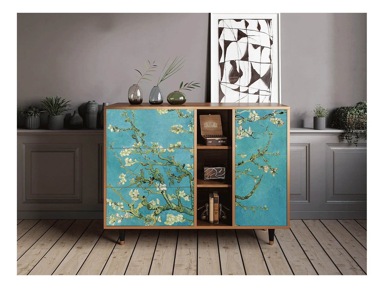 Dressoir - 125x98x48 cm - BS2 - Almond Blossom, Walnoot