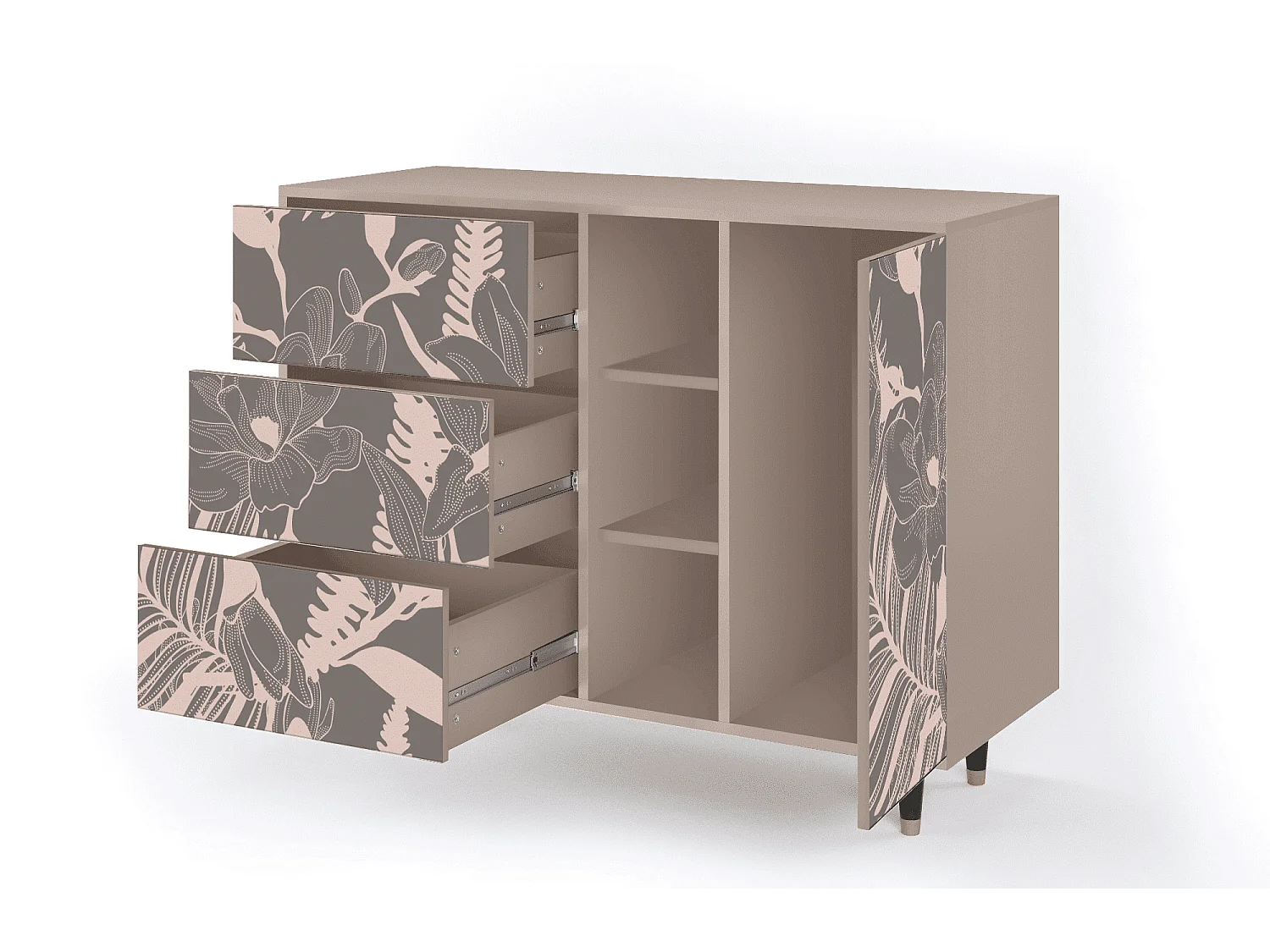 Kredens - 125x98x48 cm - BS2 - Issabelline Flower, Latte