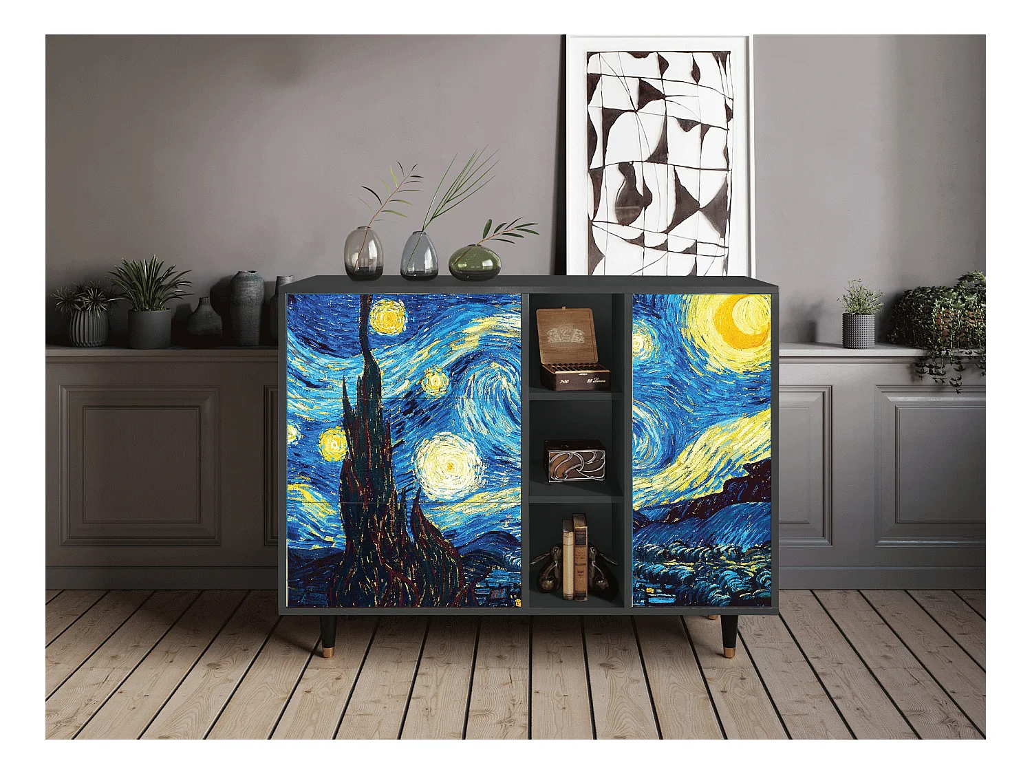 Sideboard - 125x98x48 cm - BS2 - The Starry Night  , Anthrazit