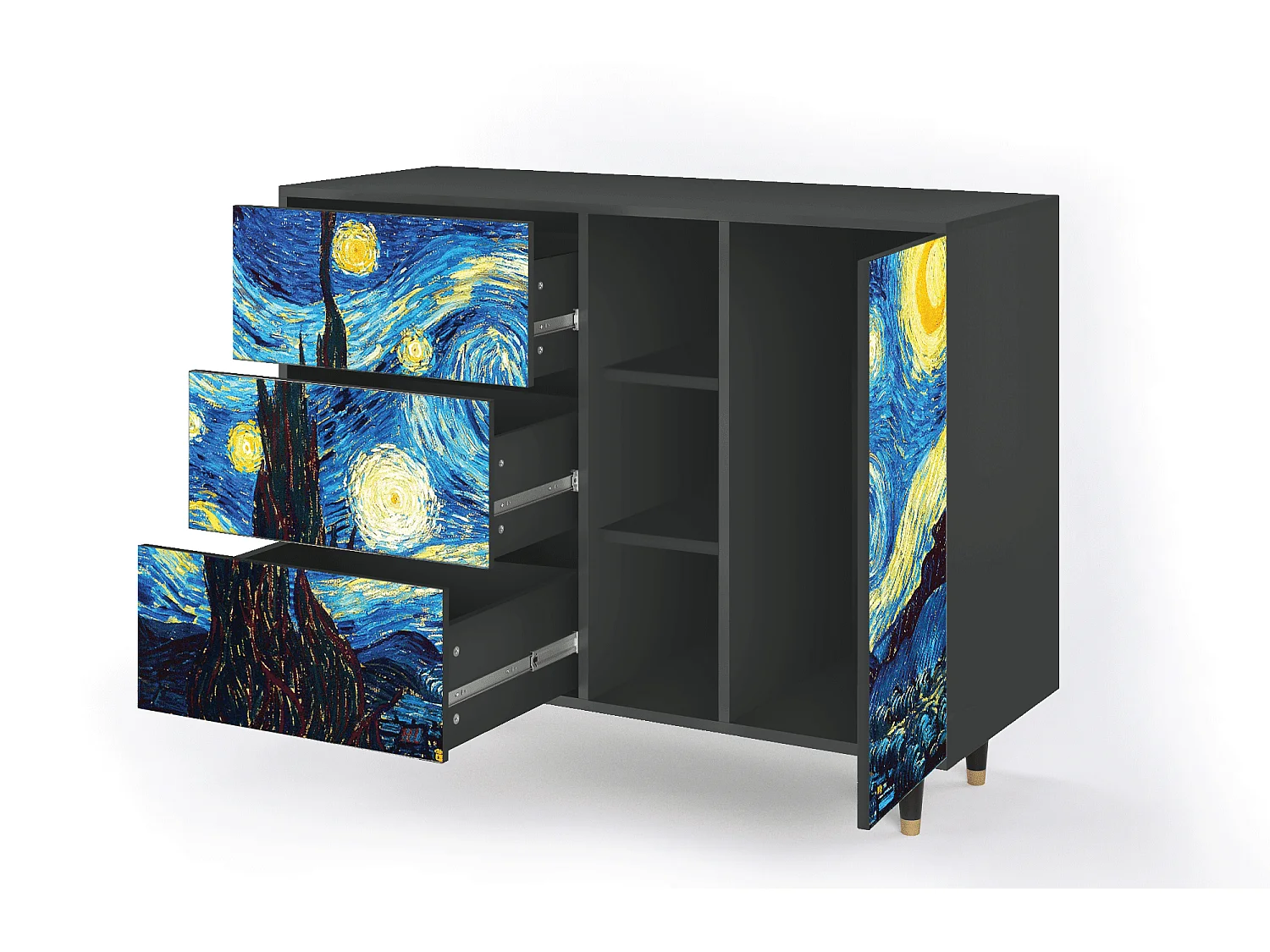 Sideboard - 125x98x48 cm - BS2 - The Starry Night  , Anthrazit
