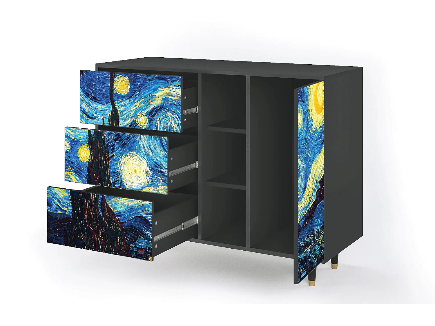 Sideboard - 125x98x48 cm - BS2 - The Starry Night  , Anthrazit