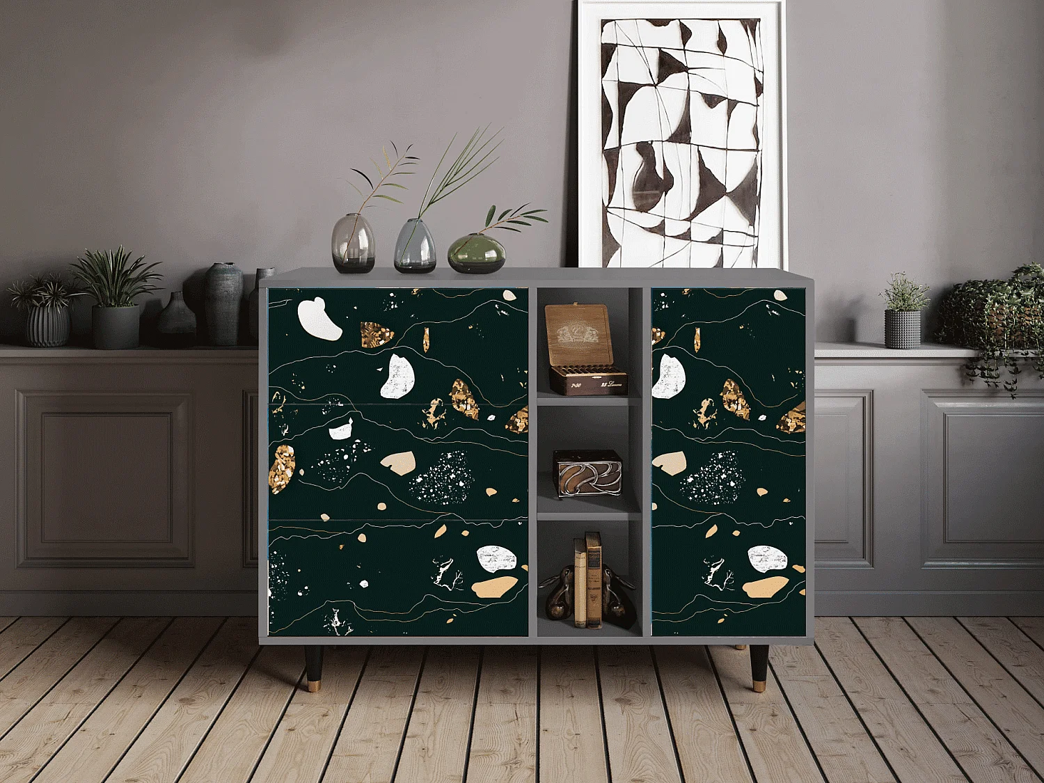 Buffet - 125x98x48 cm - BS2 - Space Rocks, Gris