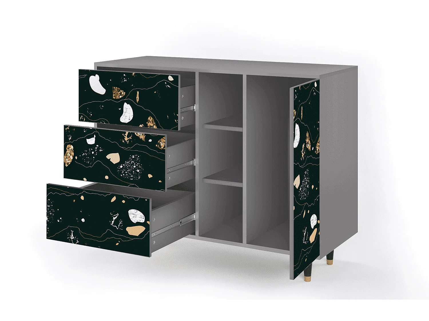Buffet - 125x98x48 cm - BS2 - Space Rocks, Gris