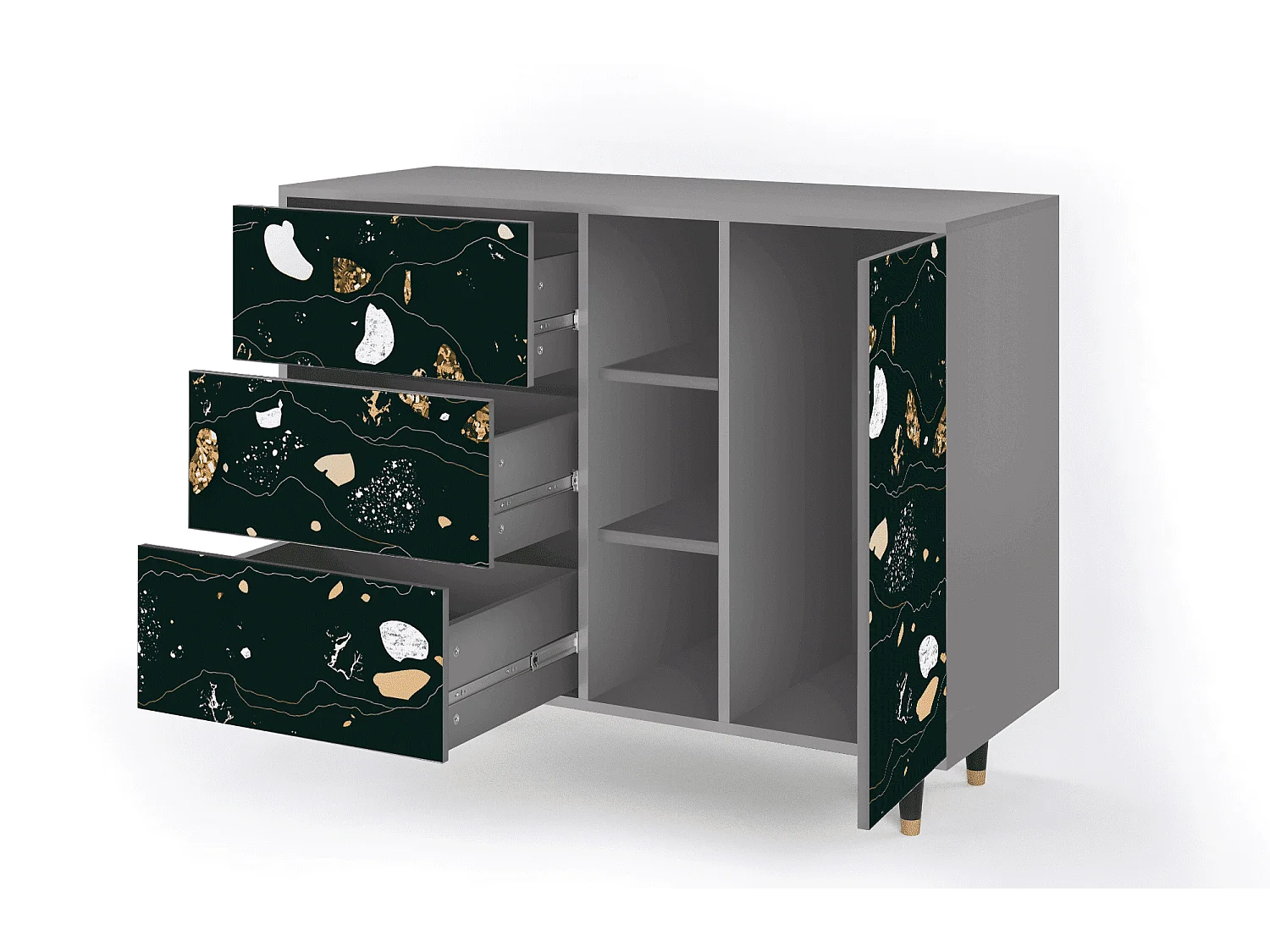 Buffet - 125x98x48 cm - BS2 - Space Rocks, Gris