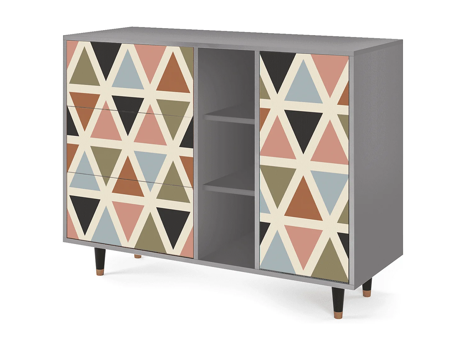 Buffet - 125x98x48 cm - BS2 - Royal Triangles, Gris