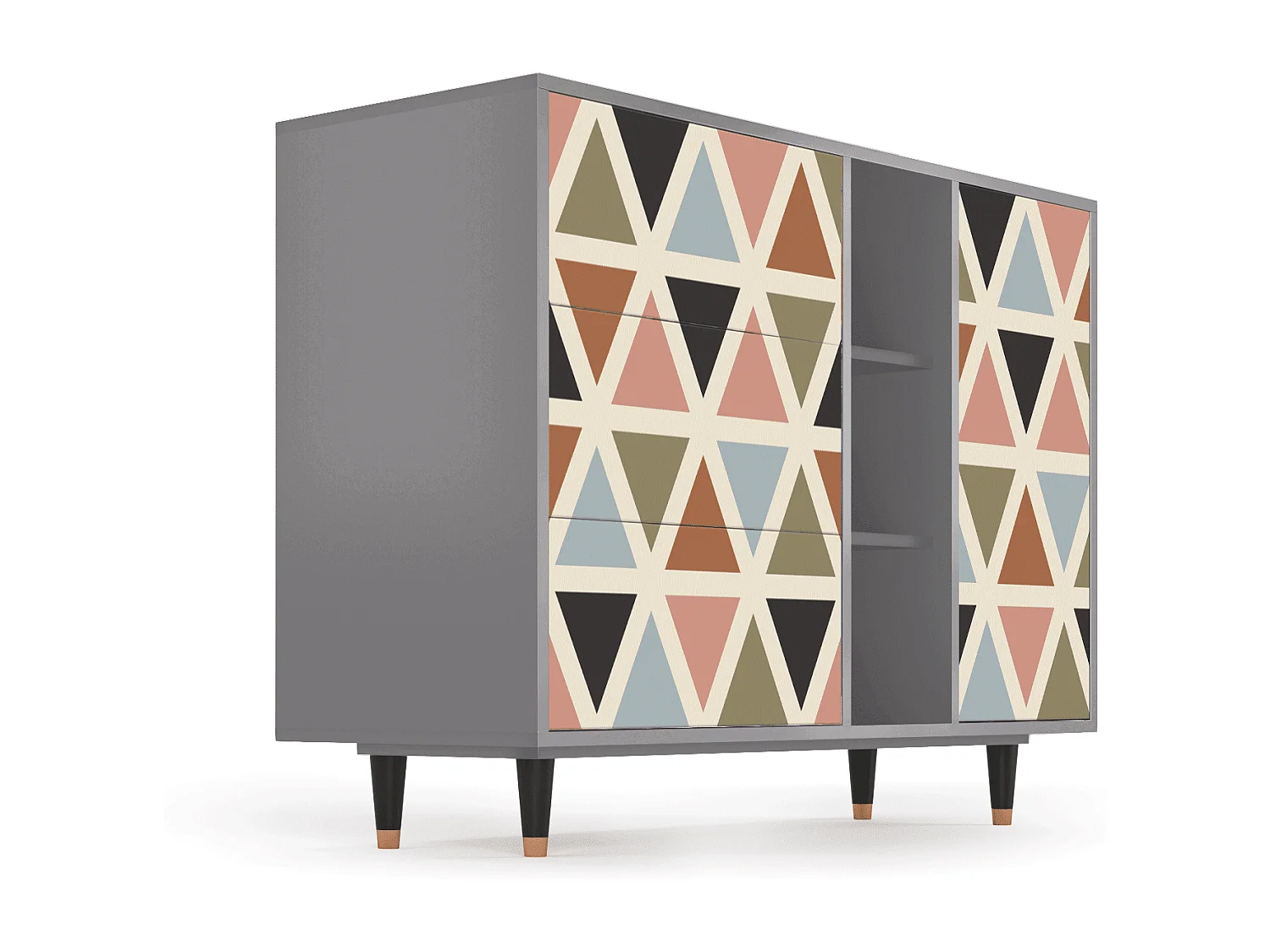 Buffet - 125x98x48 cm - BS2 - Royal Triangles, Gris