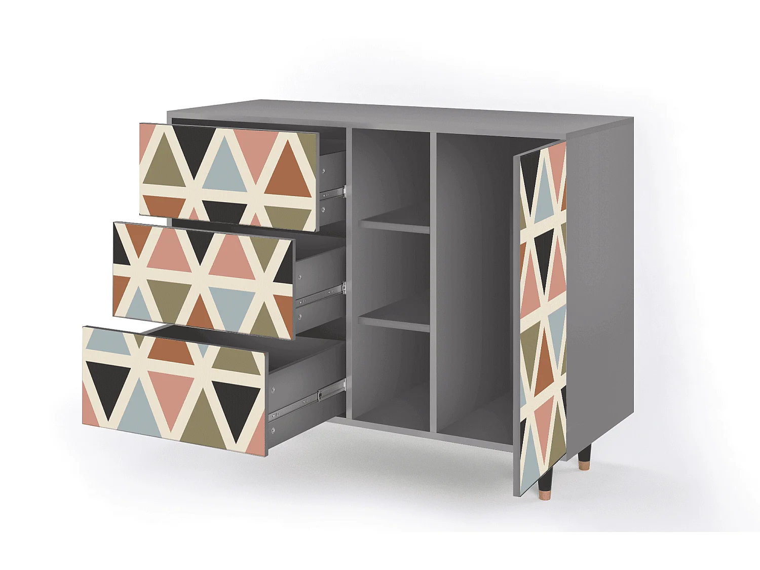 Buffet - 125x98x48 cm - BS2 - Royal Triangles, Gris