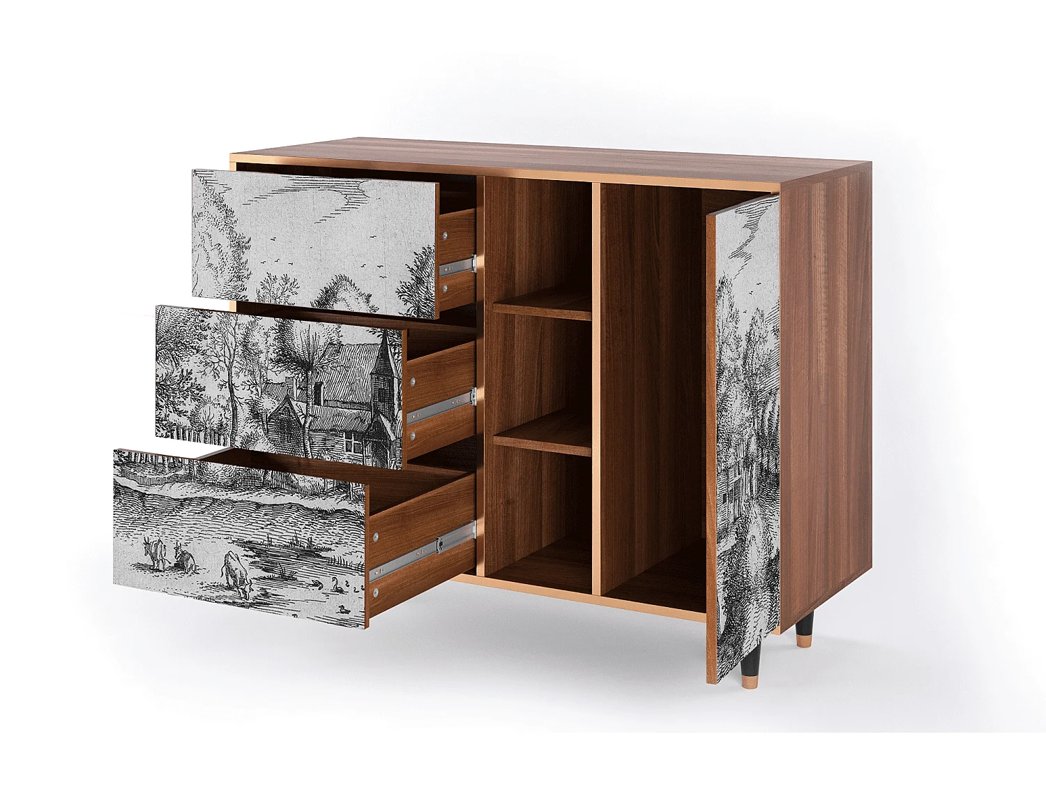 Credenza - 125x98x48 cm - BS2 - A Pond, Noce