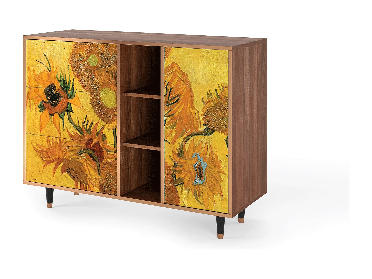 Aparador - 125x98x48 cm - BS2 - Sunflowers, Nogueira