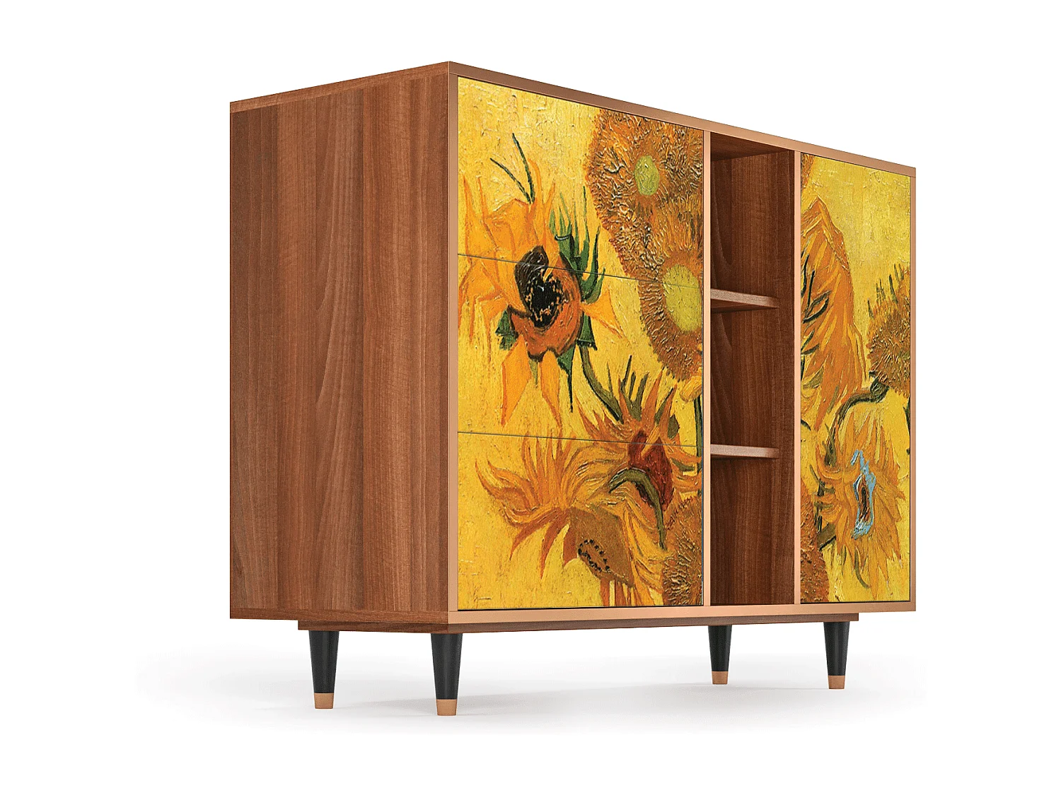 Aparador - 125x98x48 cm - BS2 - Sunflowers, Nogueira