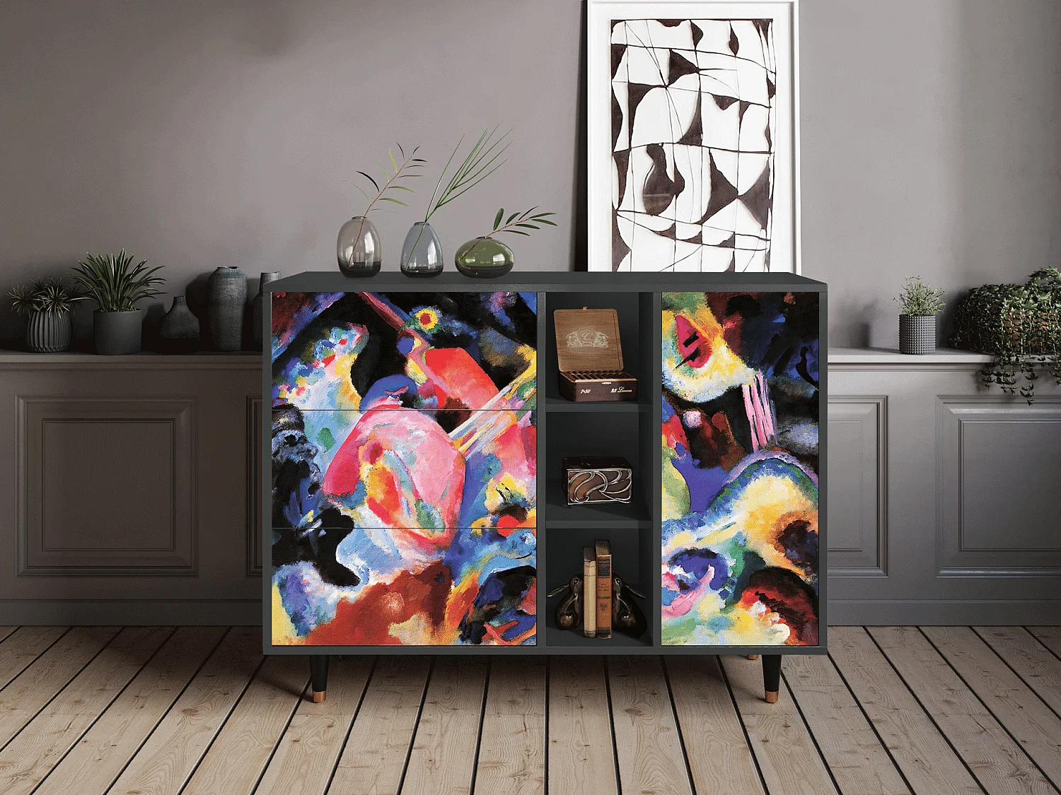 Kredens - 125x98x48 cm - BS2 - Kandinsky, Antracyt