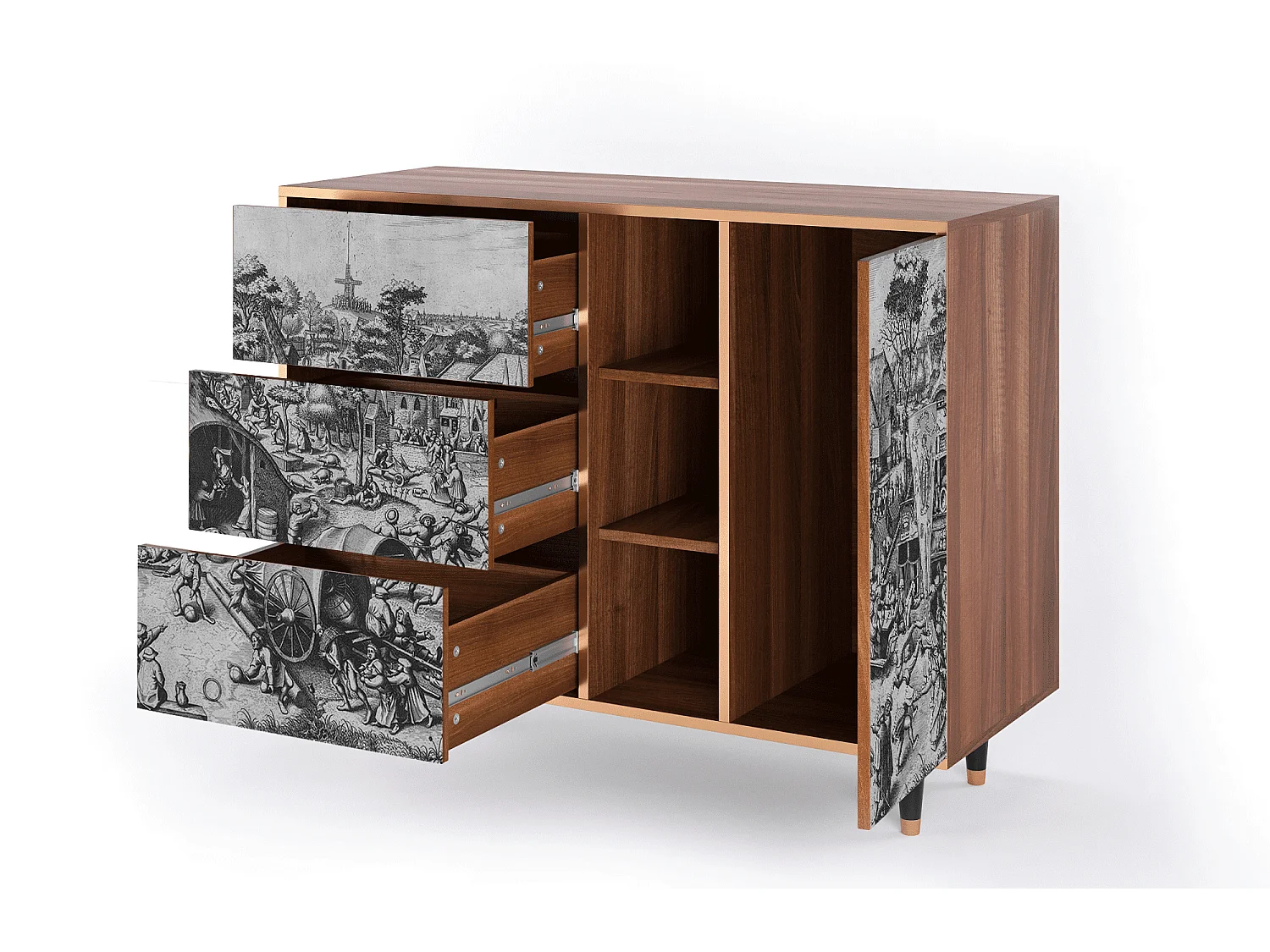 Dressoir - 125x98x48 cm - BS2 - The Festival of Saint, Walnoot