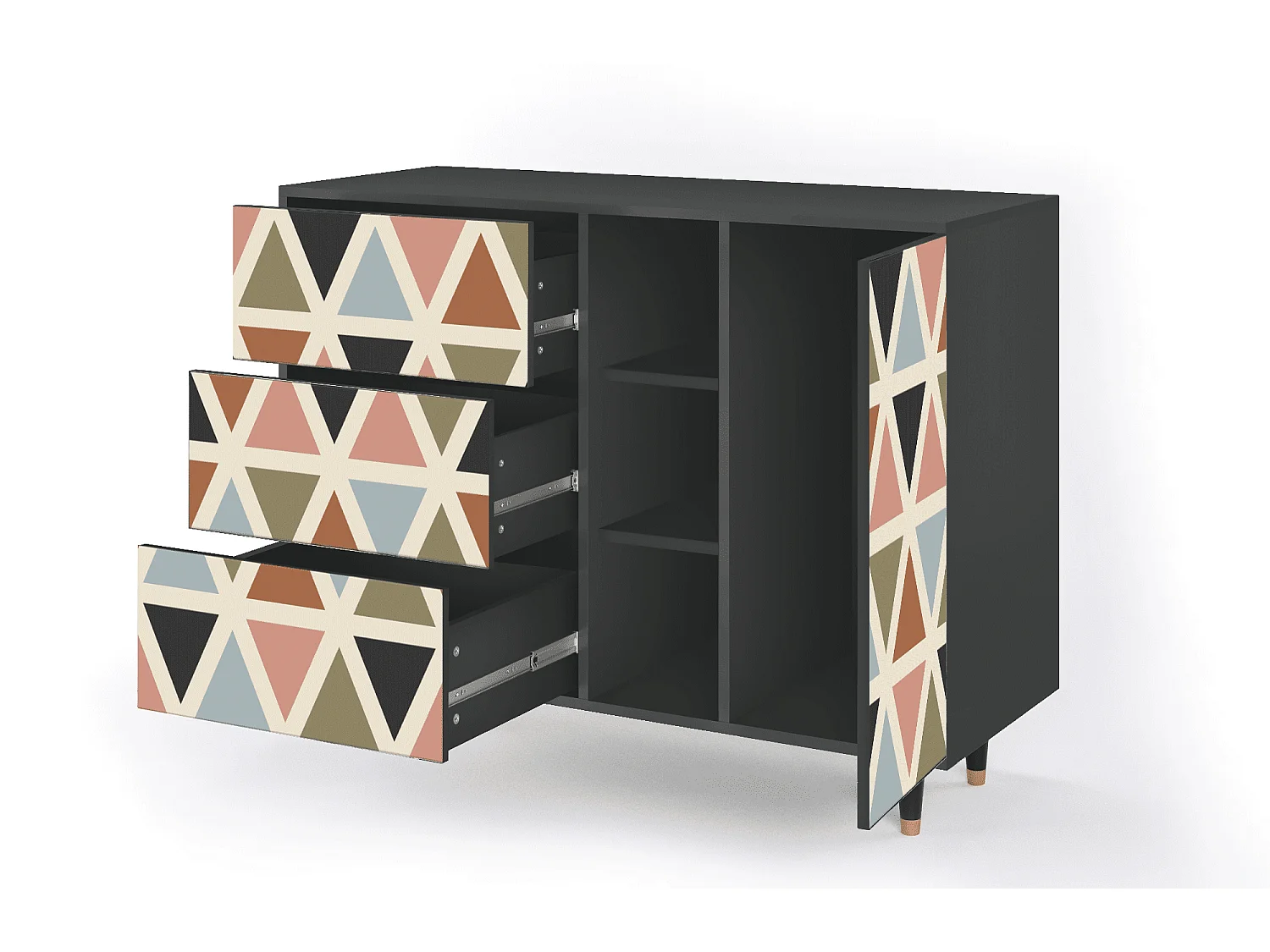 Buffet - 125x98x48 cm - BS2 - Royal Triangles, Anthracite