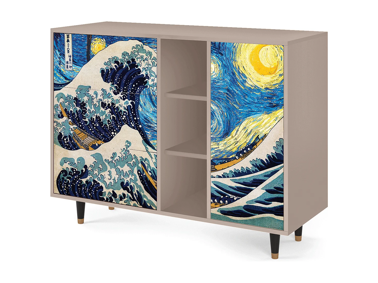 Kredens - 125x98x48 cm - BS2 - Great Wave, Latte