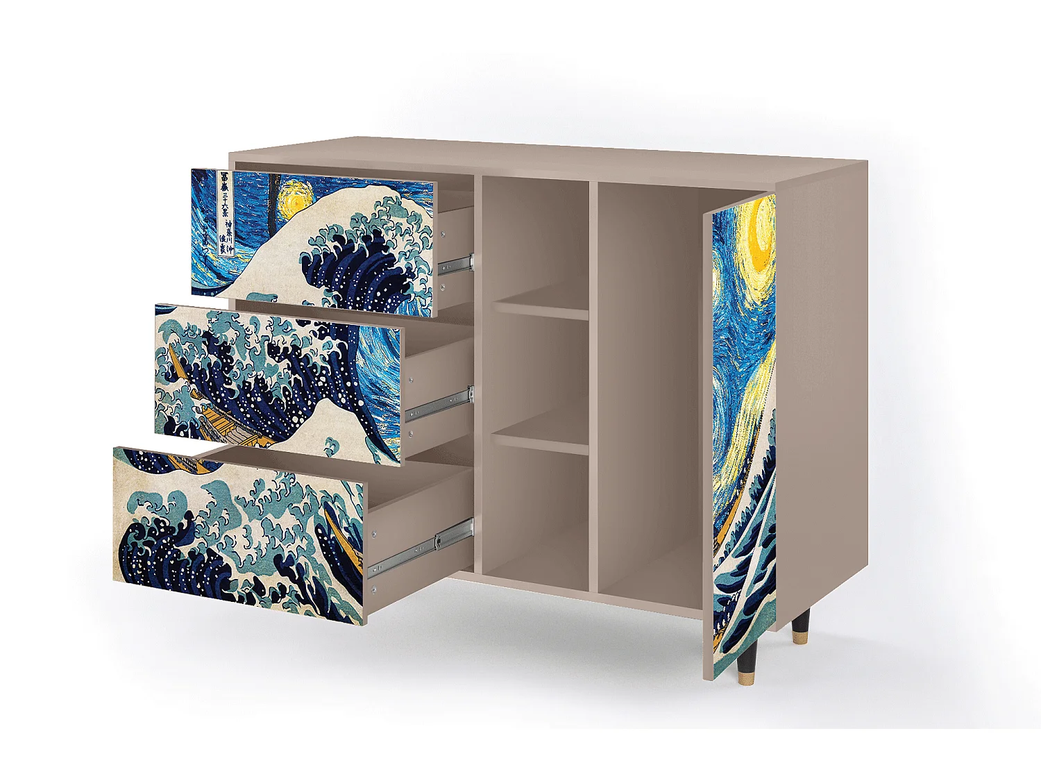 Kredens - 125x98x48 cm - BS2 - Great Wave, Latte