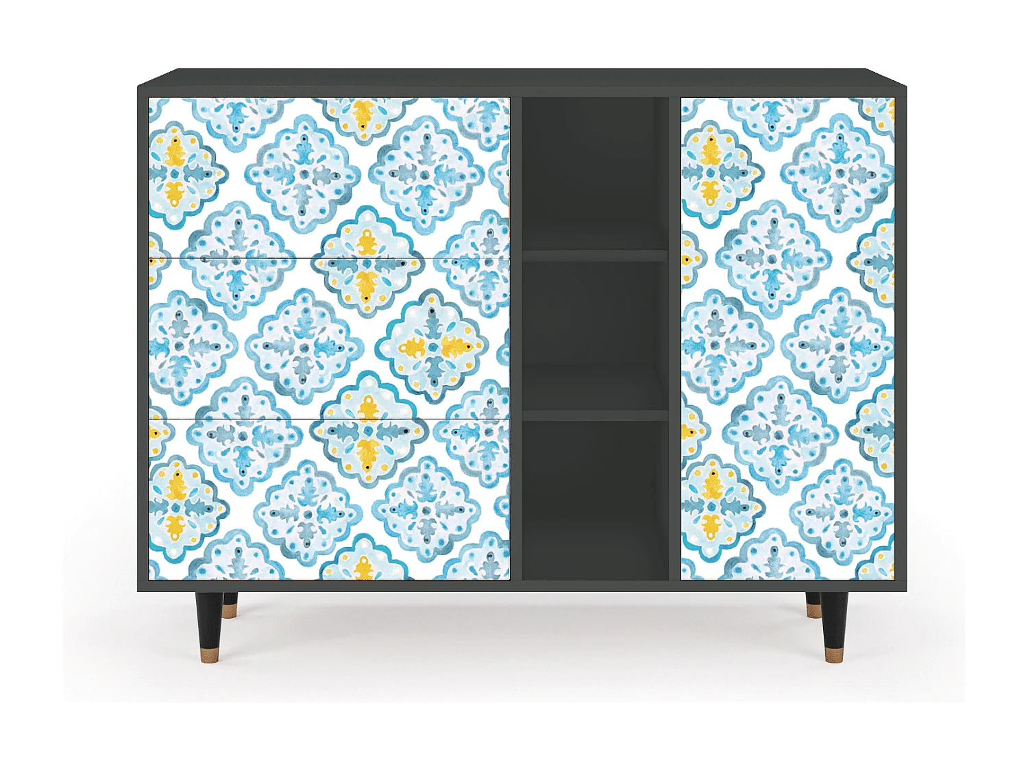Dressoir - 125x98x48 cm - BS2 - Portugese tiles, Antraciet