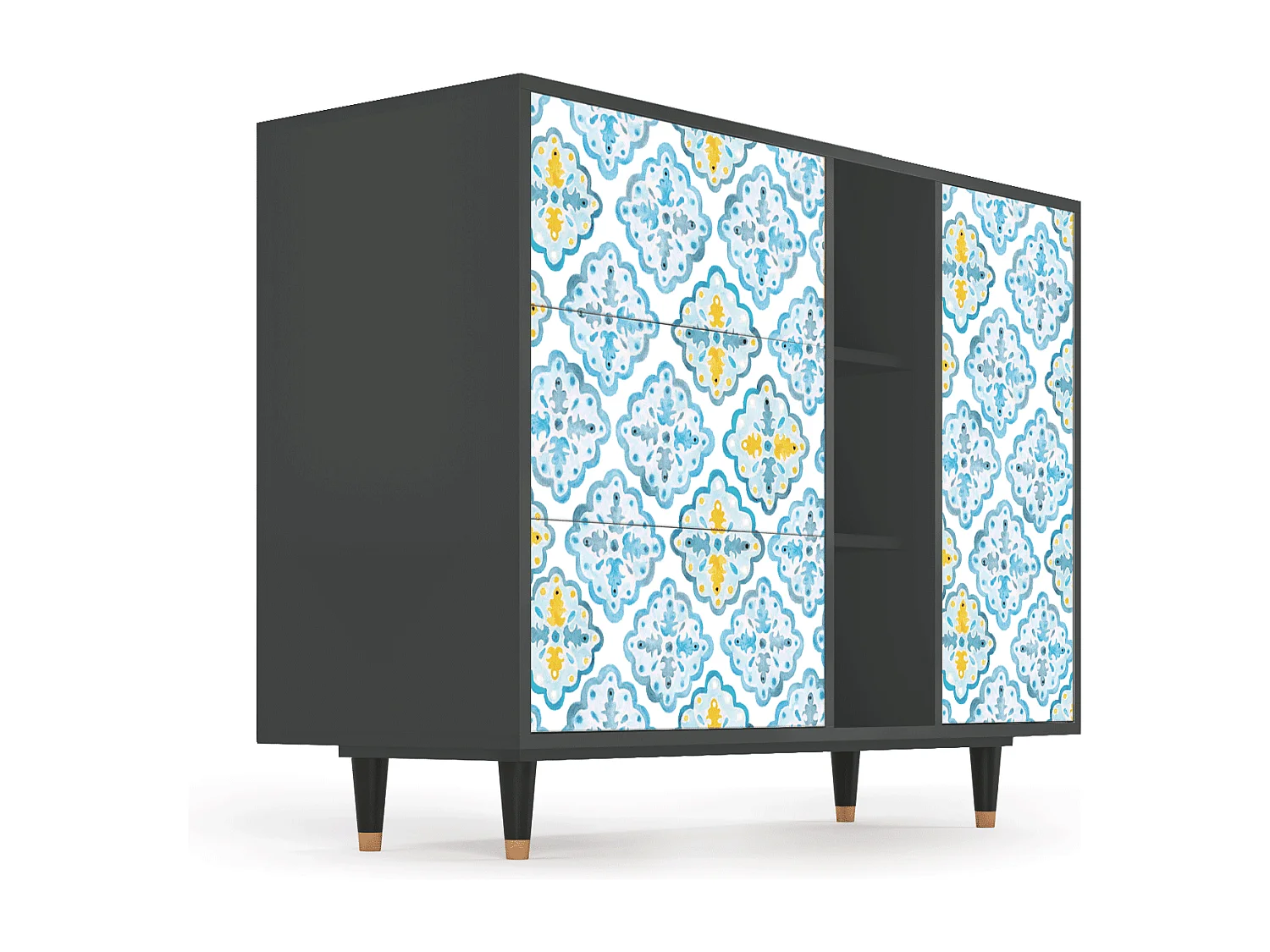 Dressoir - 125x98x48 cm - BS2 - Portugese tiles, Antraciet