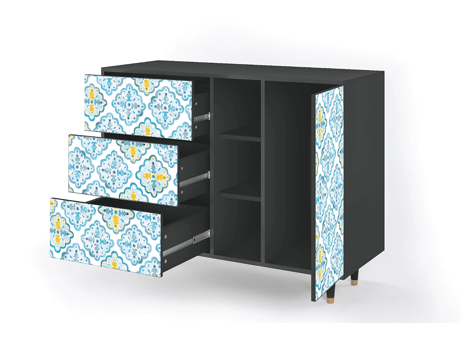 Dressoir - 125x98x48 cm - BS2 - Portugese tiles, Antraciet