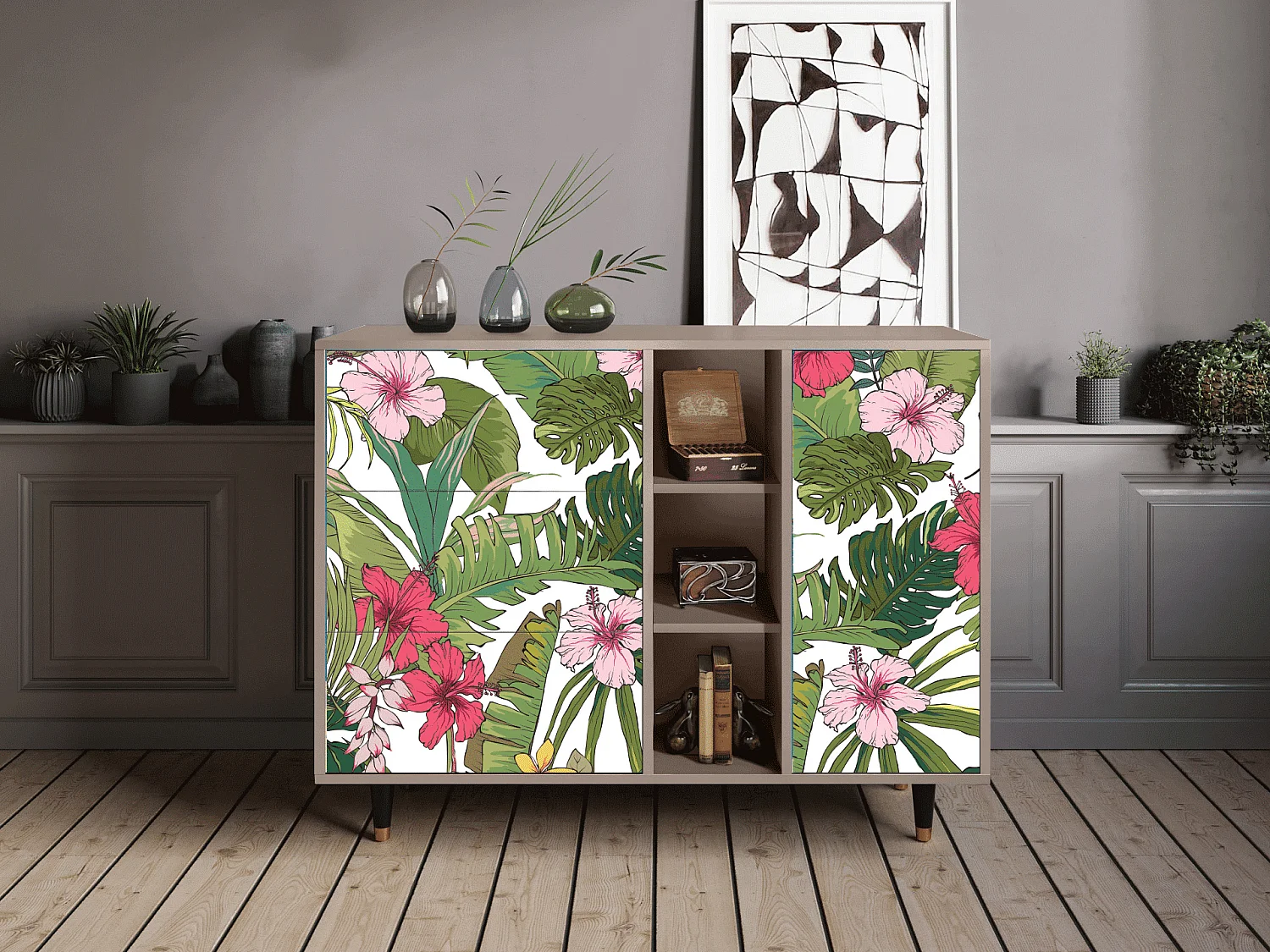 Kredens - 125x98x48 cm - BS2 - Verdant Tropics, Latte