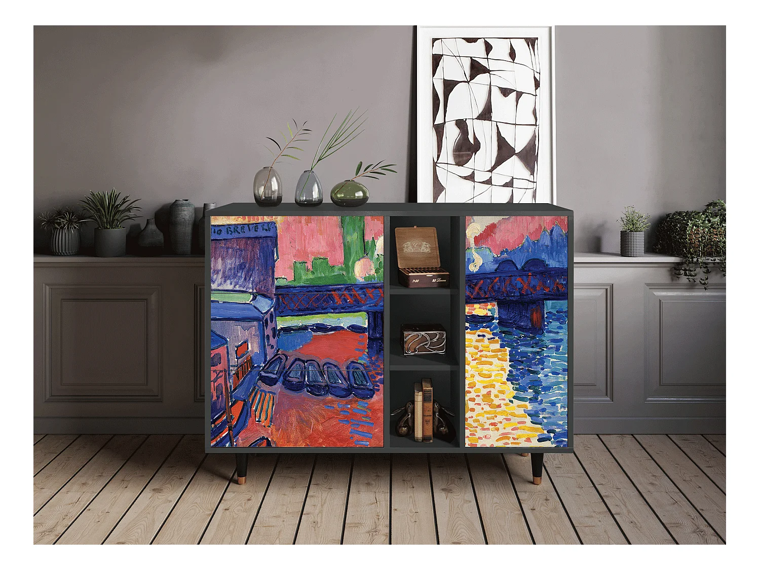 Kredens - 125x98x48 cm - BS2 - Charing Cross Bridge, Antracyt