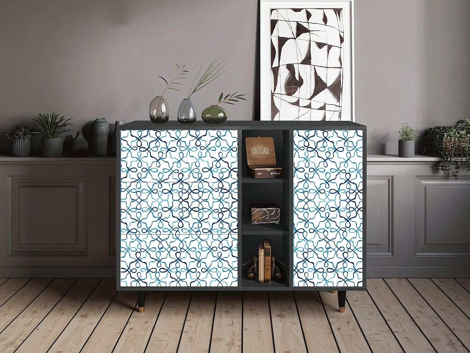 Buffet - 125x98x48 cm - BS2 - Marine Strings, Anthracite