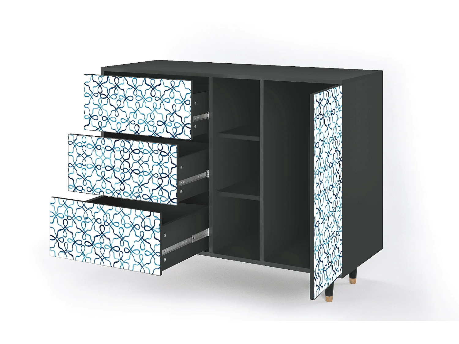 Buffet - 125x98x48 cm - BS2 - Marine Strings, Anthracite