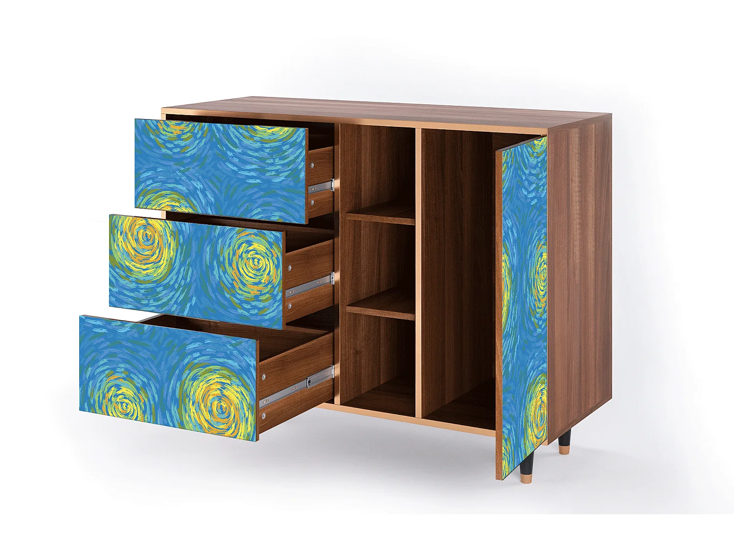 Buffet - 125x98x48 cm - BS2 - Van Gogh Lights, Noyer