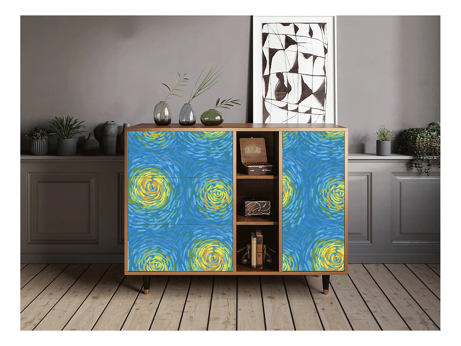 Buffet - 125x98x48 cm - BS2 - Van Gogh Lights, Noyer