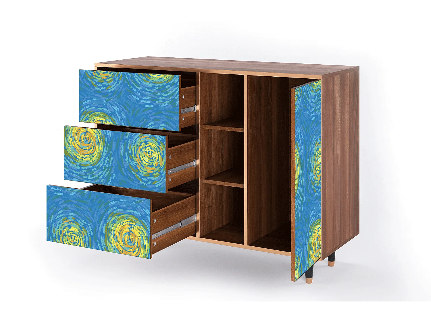 Aparador - 125x98x48 cm - BS2 - Van Gogh Lights, Nogueira