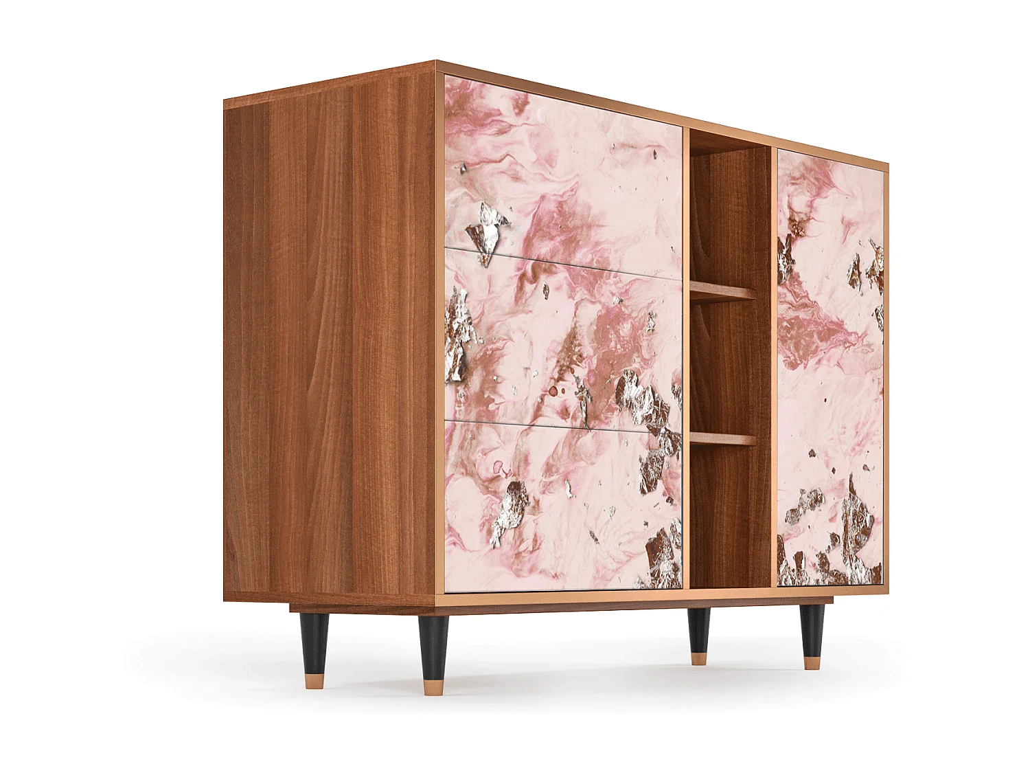 Buffet - 125x98x48 cm - BS2 - Cotton Candy, Noyer