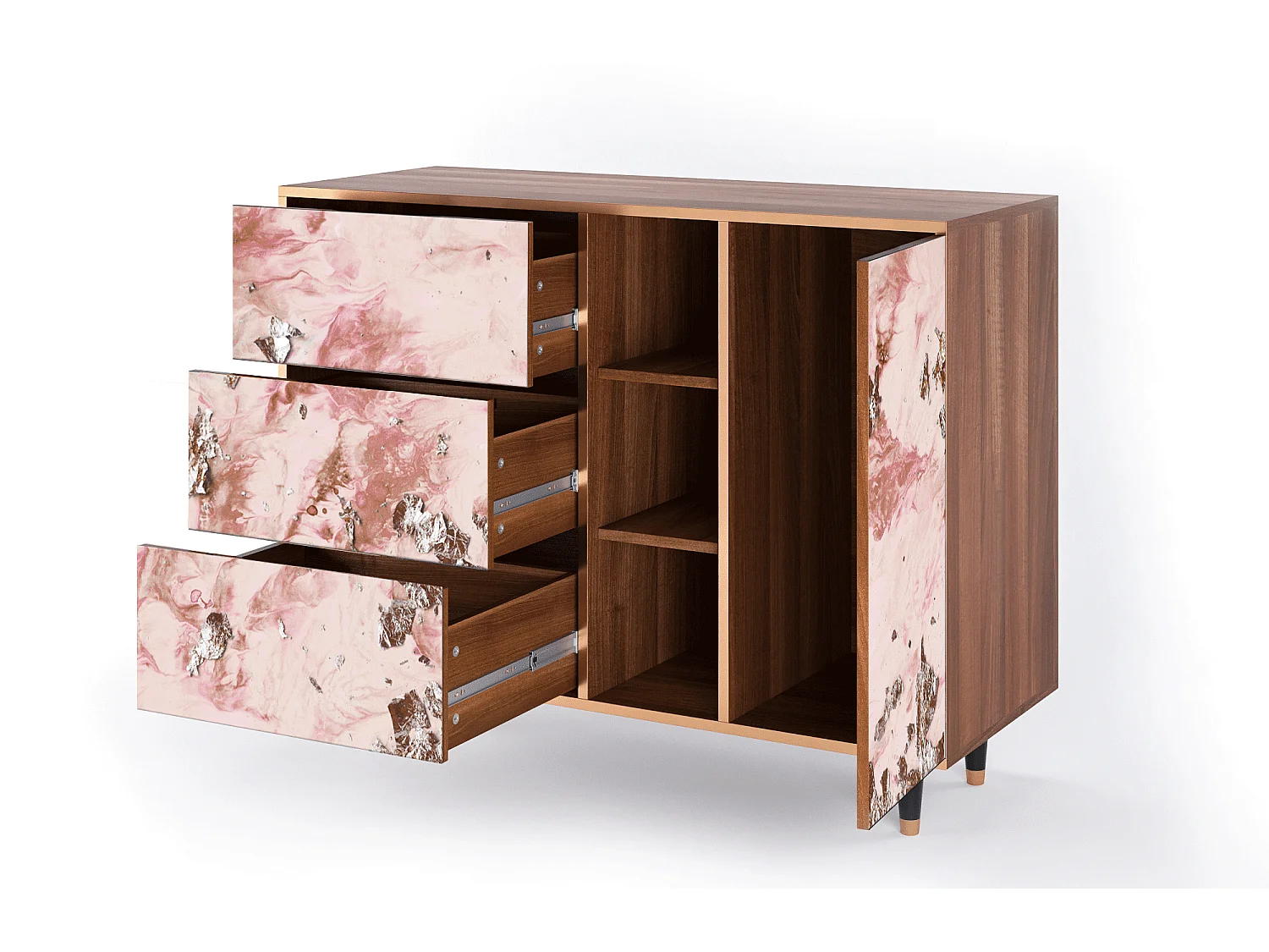 Buffet - 125x98x48 cm - BS2 - Cotton Candy, Noyer