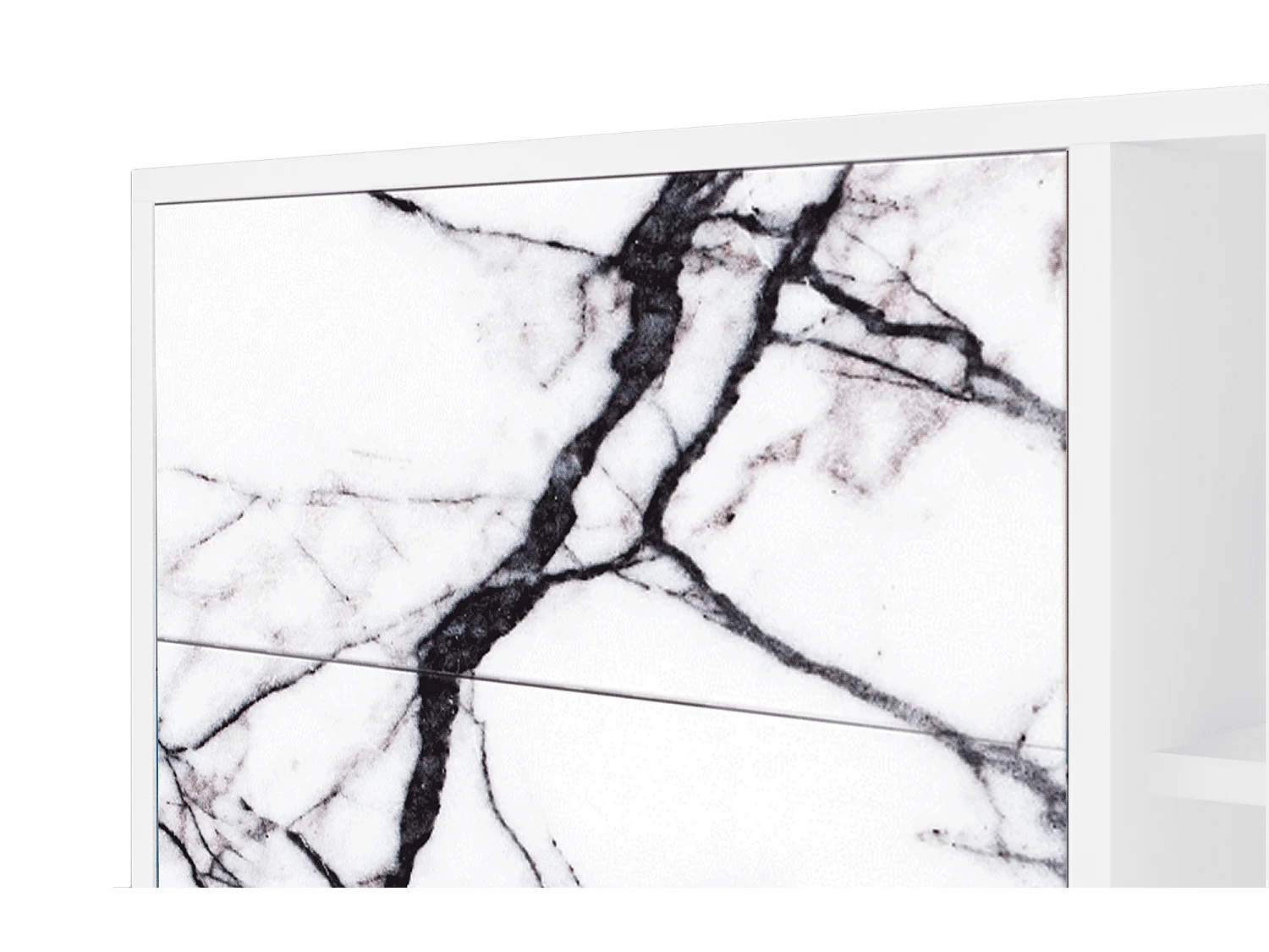 Kredens - 125x98x48 cm - BS2 - Raven Marble, Biały
