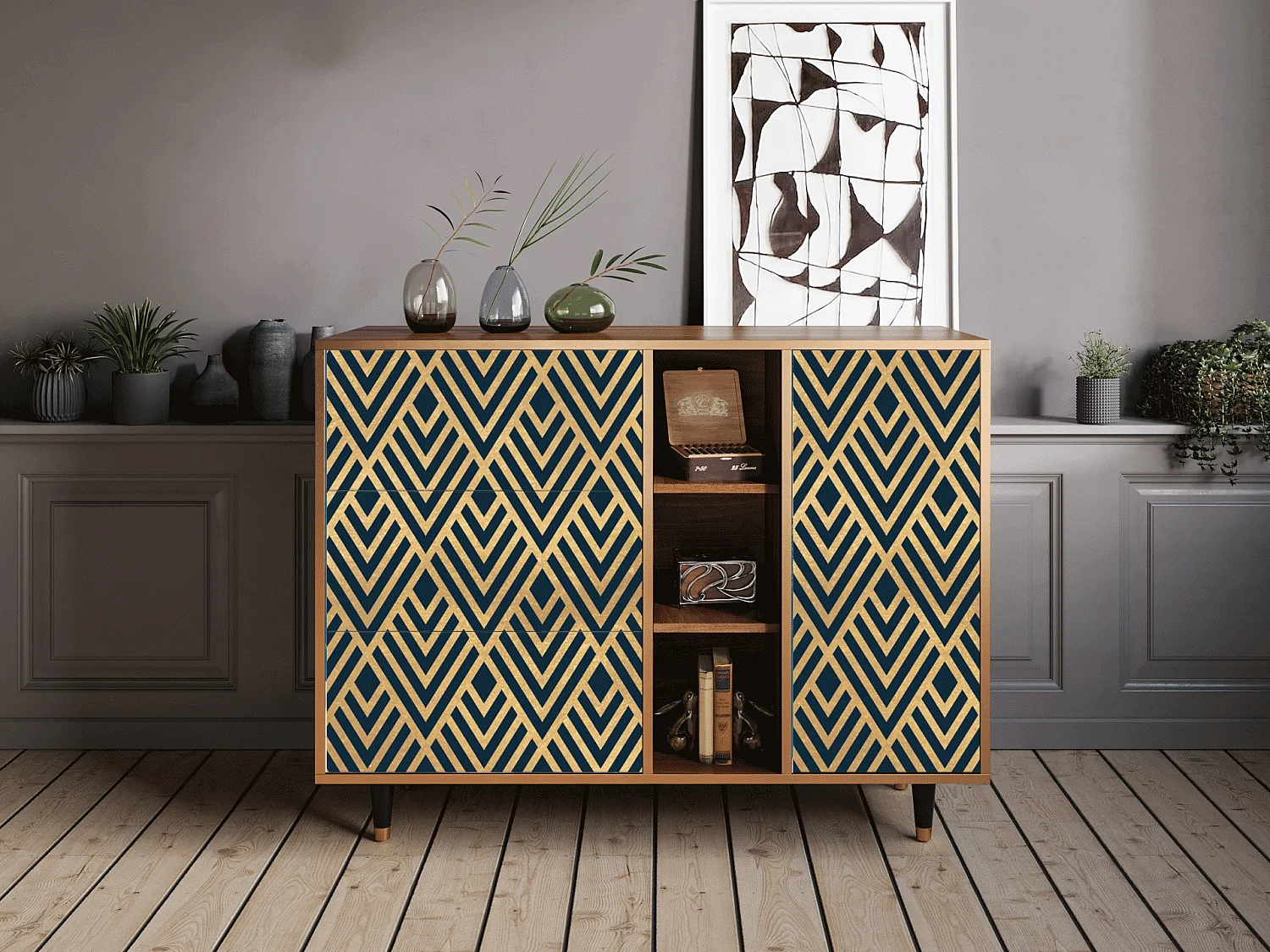 Buffet - 125x98x48 cm - BS2 - Egypt Triangles, Noyer