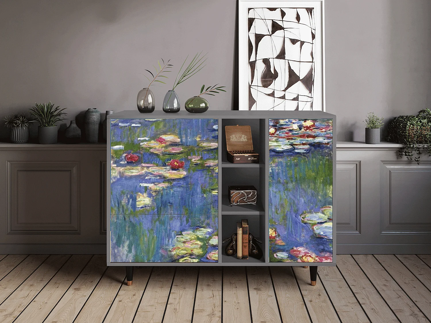 Aparador - 125x98x48 cm - BS2 - The water lily pond  , Gris