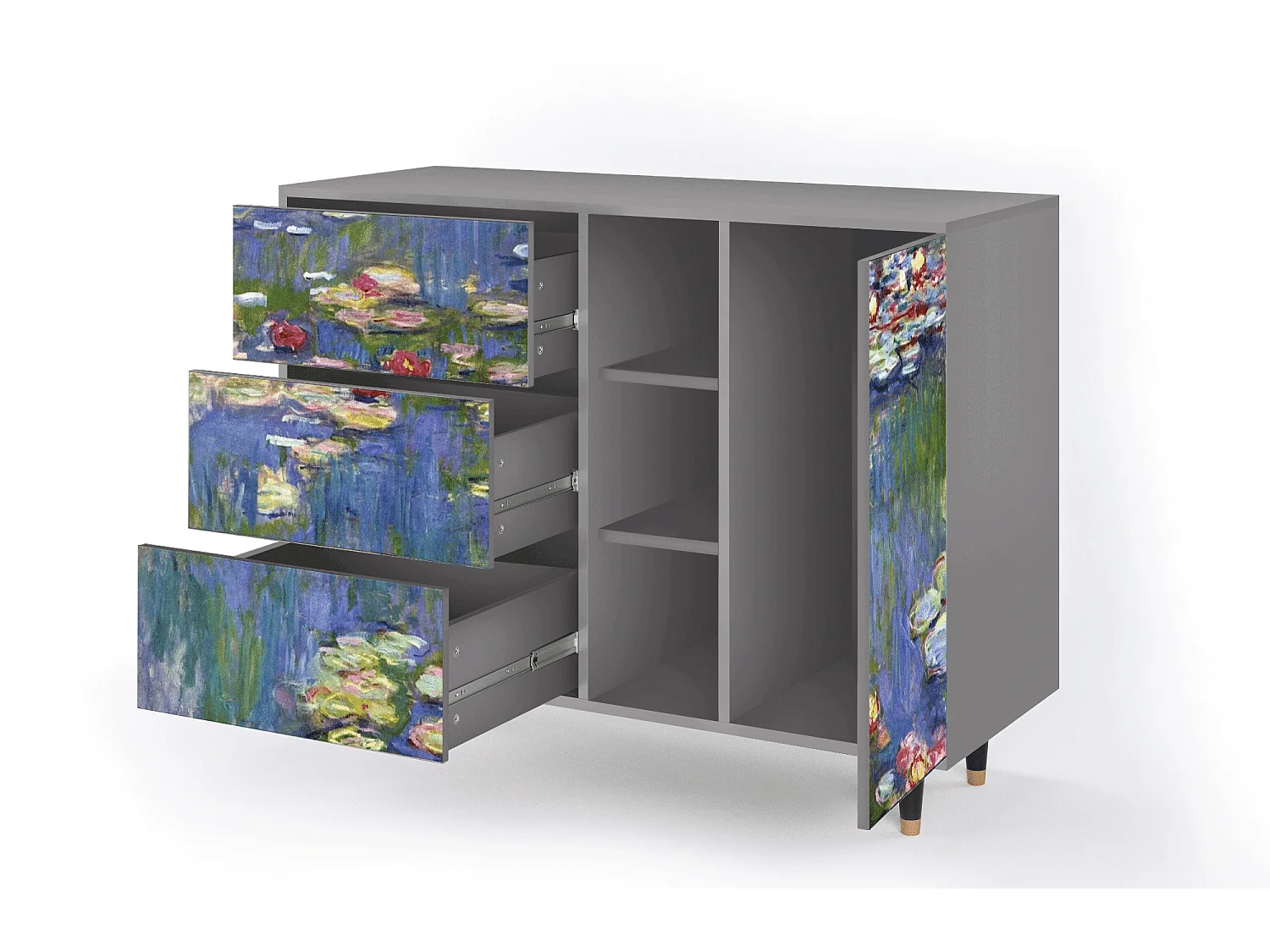 Aparador - 125x98x48 cm - BS2 - The water lily pond  , Gris