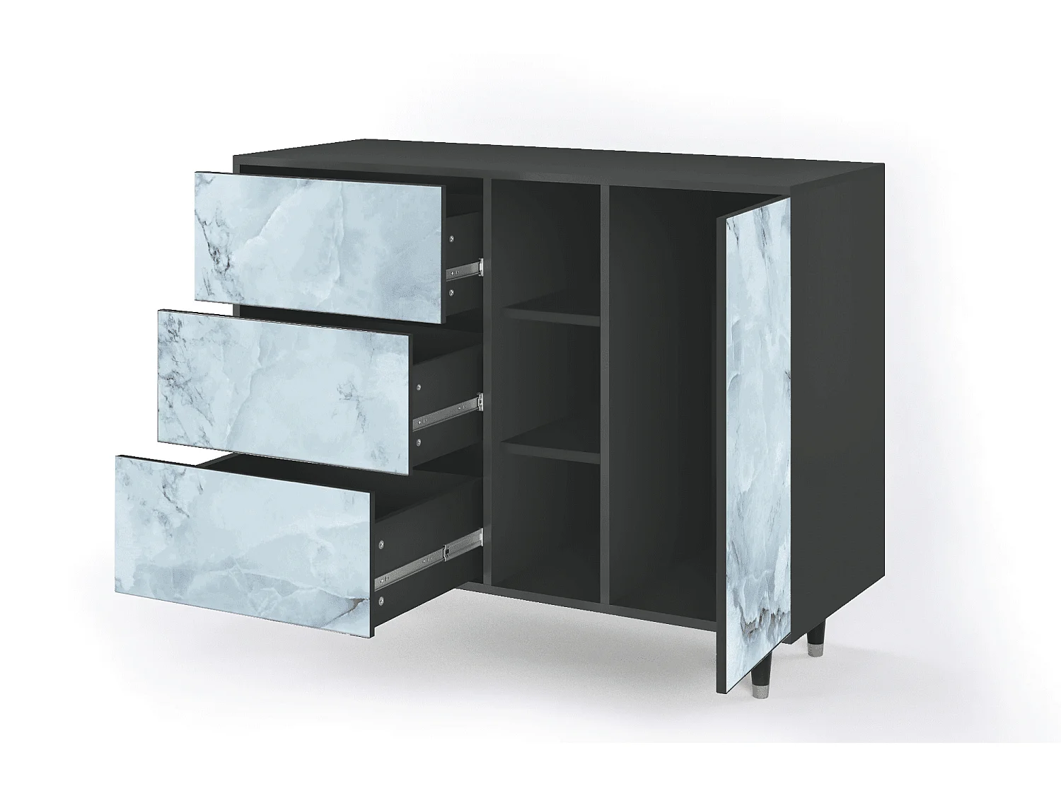 Dressoir - 125x98x48 cm - BS2 - Glacial Colour, Antraciet