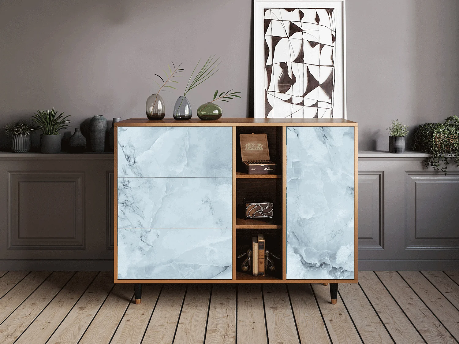 Dressoir - 125x98x48 cm - BS2 - Glacial Colour, Walnoot