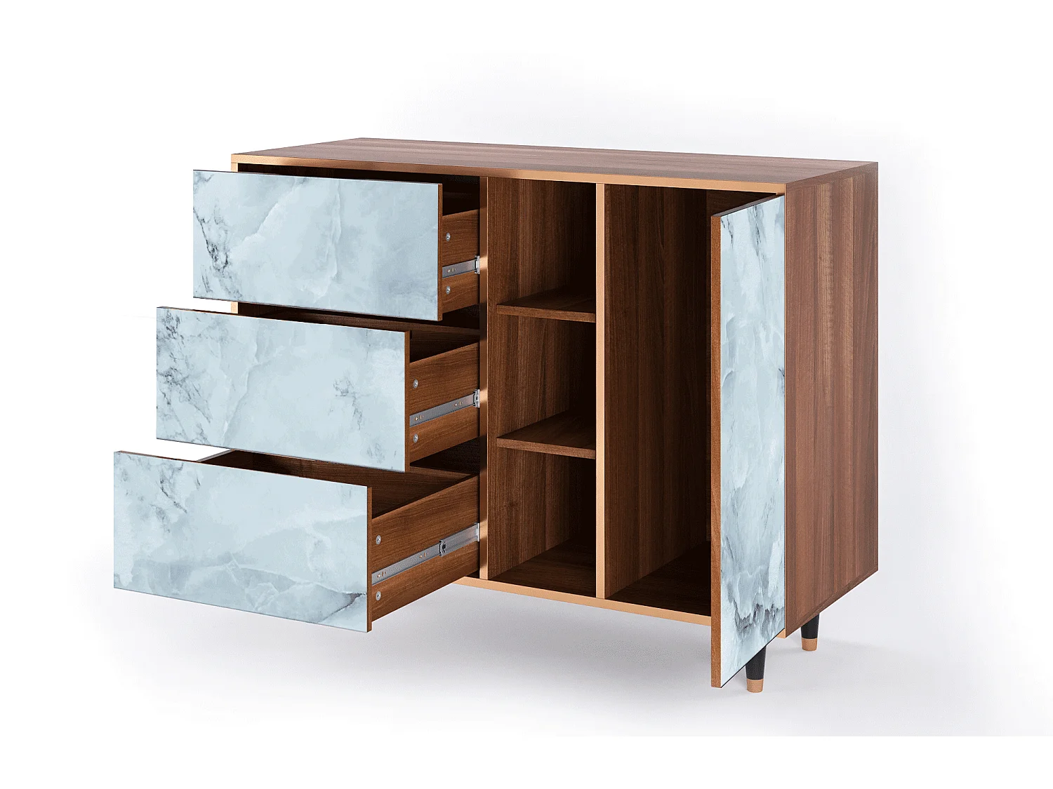 Dressoir - 125x98x48 cm - BS2 - Glacial Colour, Walnoot