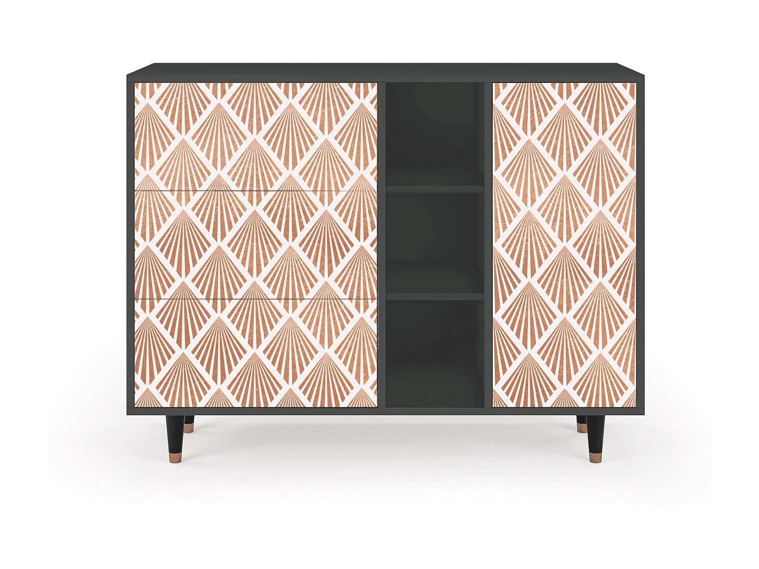 Dressoir - 125x98x48 cm - BS2 - Pastel Sunrise, Antraciet