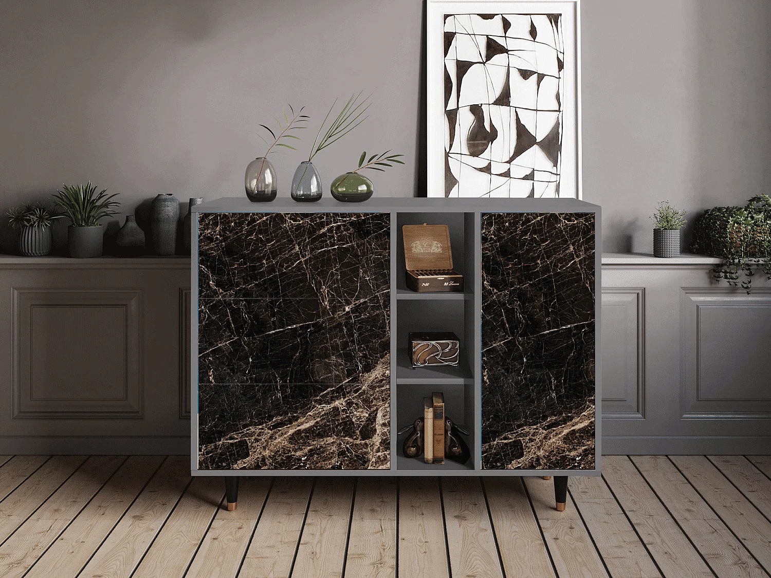 Buffet - 125x98x48 cm - BS2 - Night Abyss, Gris