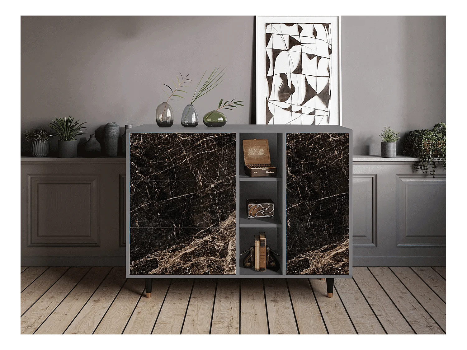 Buffet - 125x98x48 cm - BS2 - Night Abyss, Gris