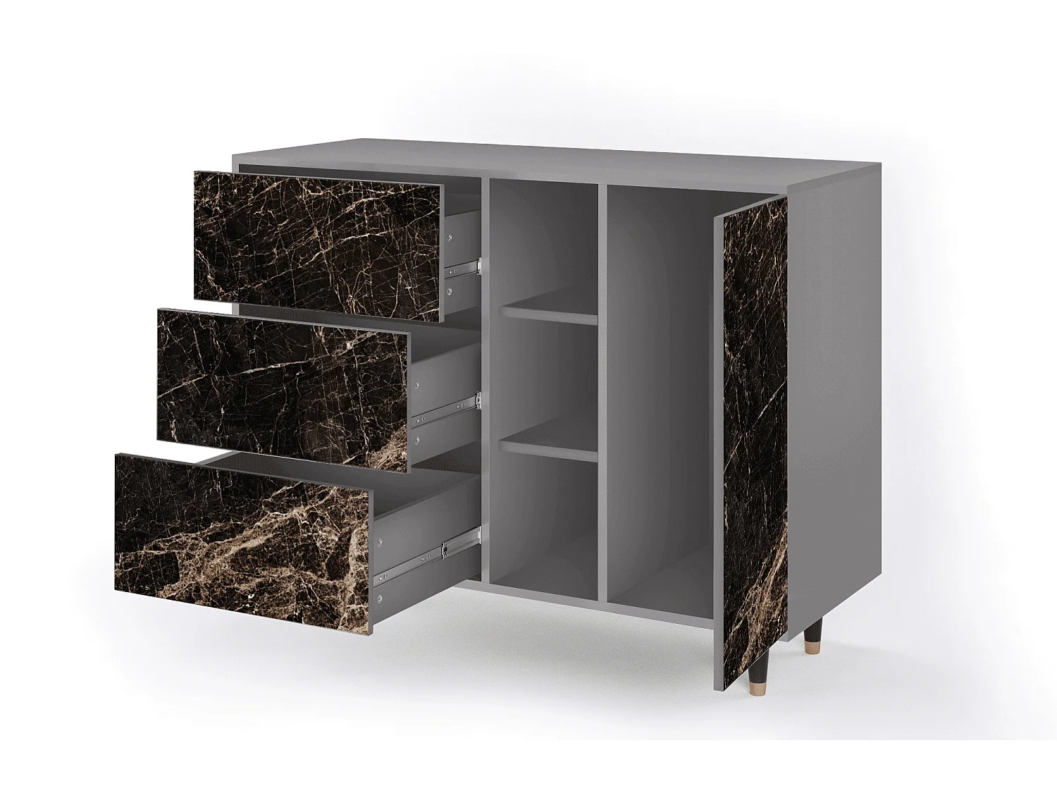 Buffet - 125x98x48 cm - BS2 - Night Abyss, Gris