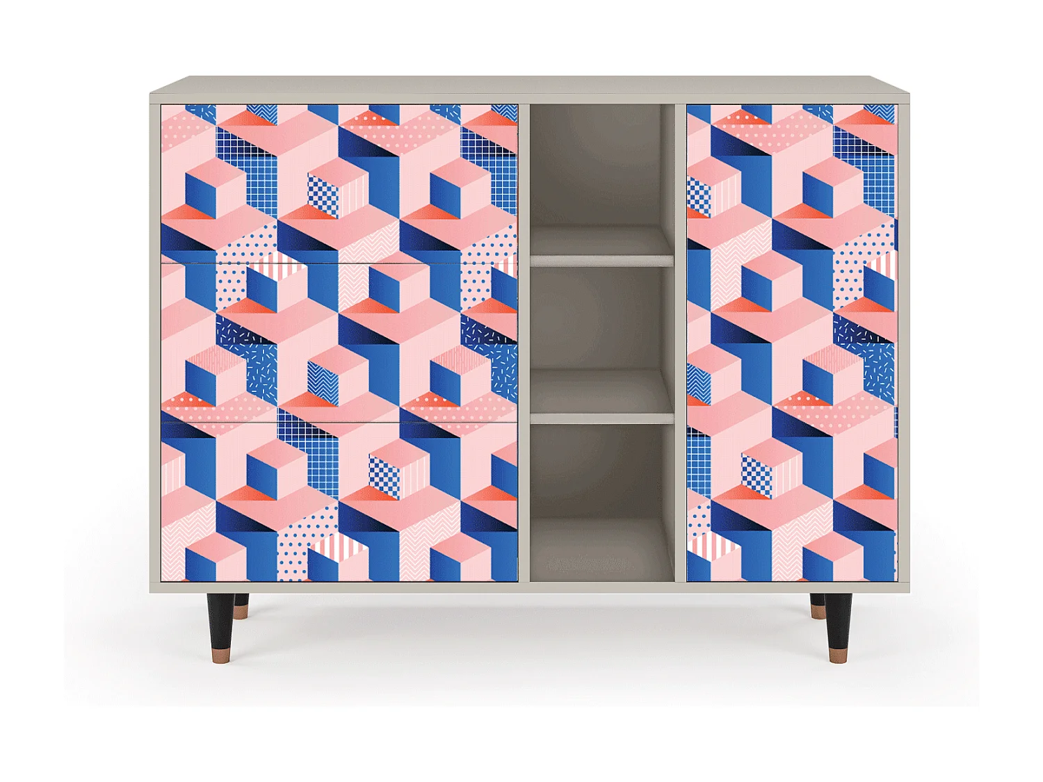 Sideboard - 125x98x48 cm - BS2 - Pinky Squares, Sand