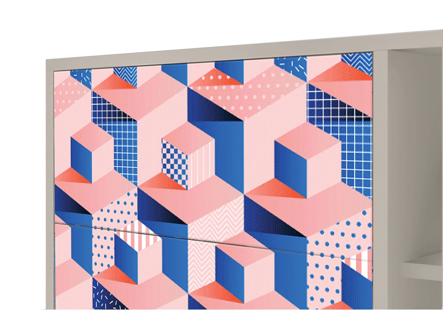 Sideboard - 125x98x48 cm - BS2 - Pinky Squares, Sand