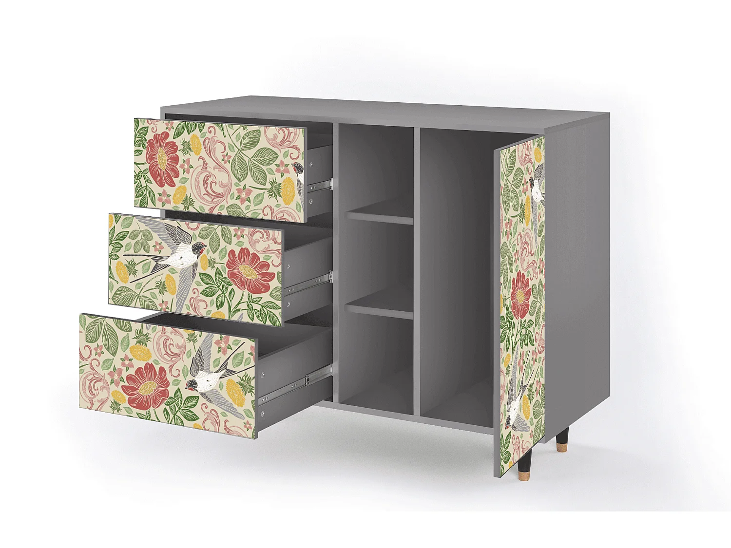 Aparador - 125x98x48 cm - BS2 - Spring Swallow, Gris