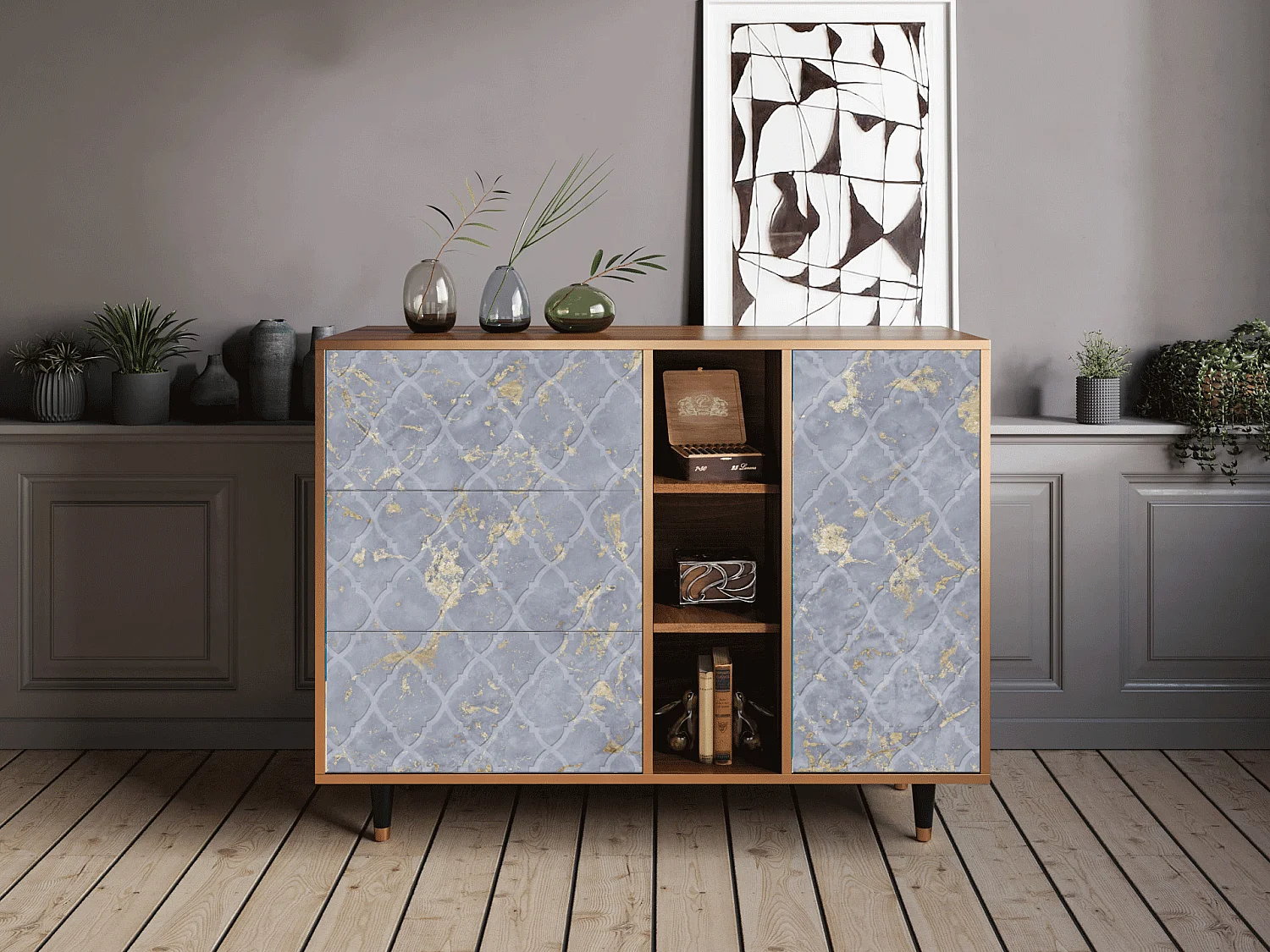 Credenza - 125x98x48 cm - BS2 - Golden Smoke, Noce