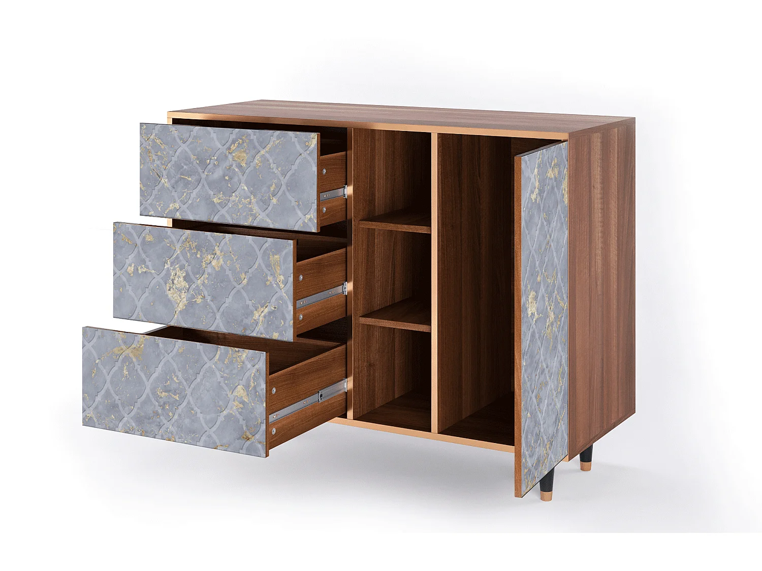 Dressoir - 125x98x48 cm - BS2 - Golden Smoke, Walnoot