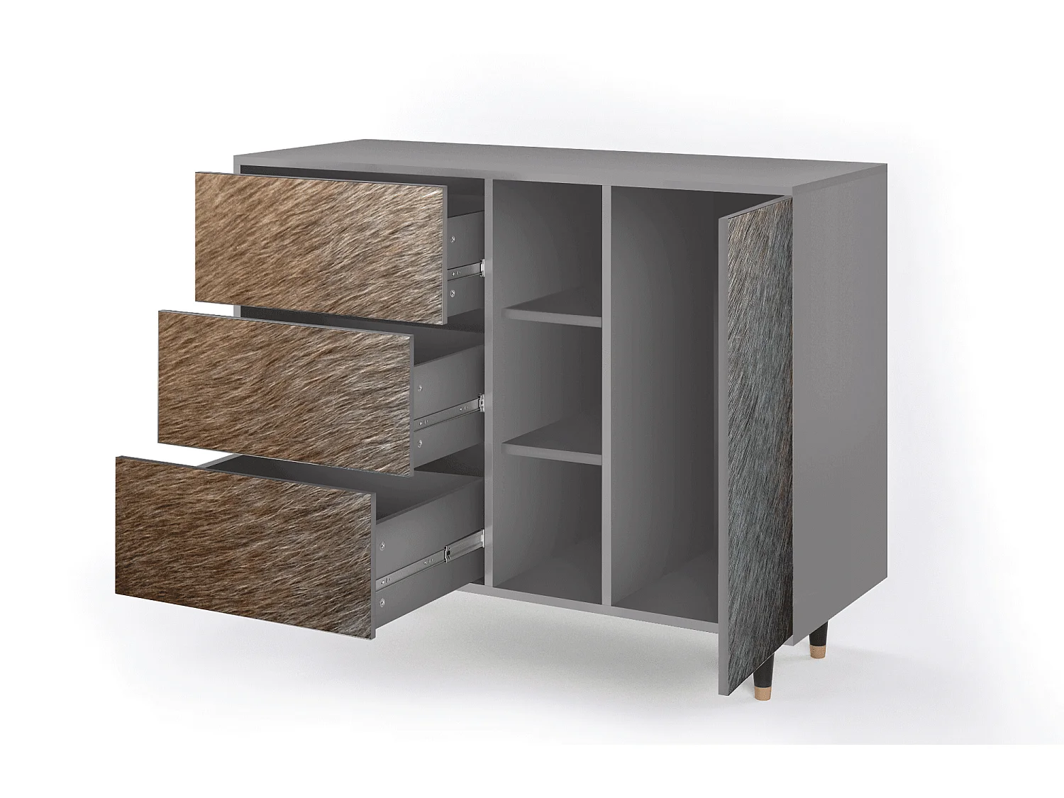 Buffet - 125x98x48 cm - BS2 - Peanut Hair, Gris